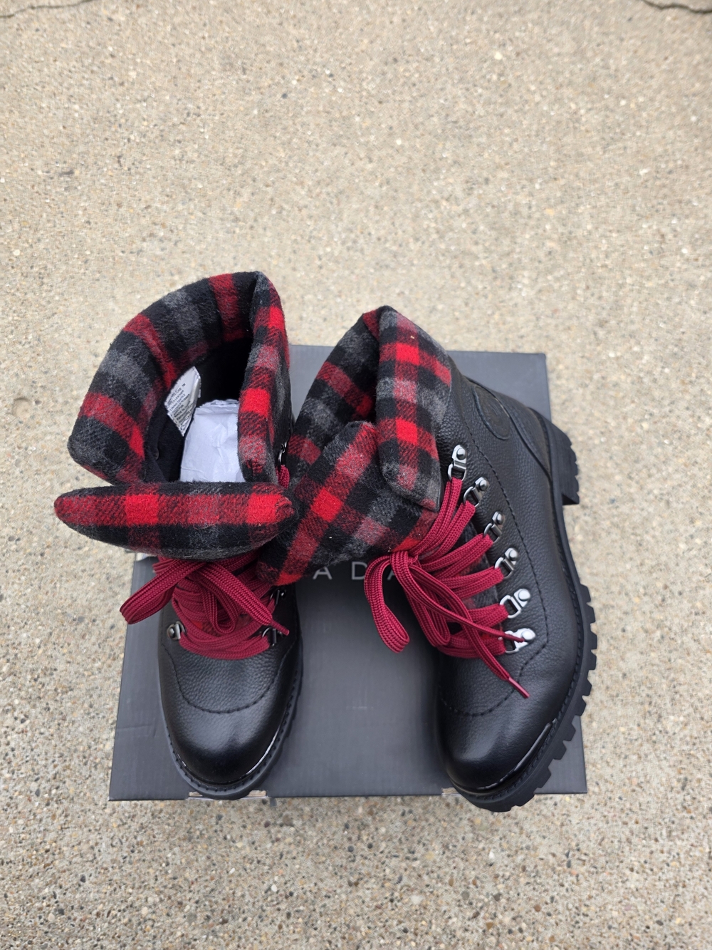 Santana Canada Boot with Red Plaid Cuff and Red Laces WP Women's Boots 8